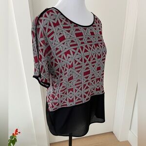 PART TWO Bobby Pullover Short Sleeve Blouse Sheer Geometric Business Event Chic